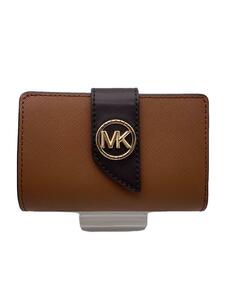 MICHAEL KORS◆マイケルコース/ロゴフラップ2つ折り財布/レザー/ブラウン/レディース