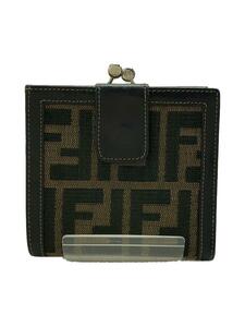 FENDI◆2つ折り財布/キャンバス/BRW/レディース/がま口 ズッカ柄