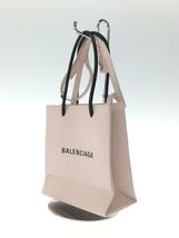 BALENCIAGA◆2wayショッピングトートバッグ/ショルダーバッグ/レザー/PNK/597858/ロゴ_画像2