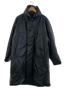 THE RERACS◆monster parka/モンスターパーカー/中綿/コート/46/フェイクレザー/ブラック