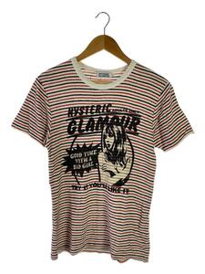 HYSTERIC GLAMOUR◆パイル地プリントTシャツ/S/コットン/WHT/ボーダー/0251CT17