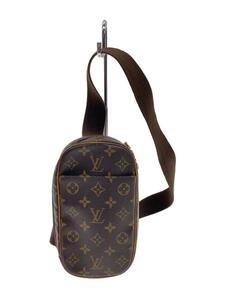 LOUIS VUITTON* pochette * gun ju_ monogram * canvas _BRW/PVC/BRW/ total pattern 