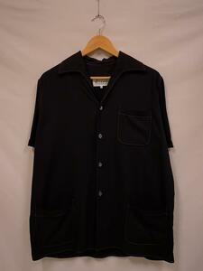 Maison Margiela◆1 10/ S/Sシャツ/半袖シャツ/48/レーヨン/BLK/無地/S50DR0003 S60495