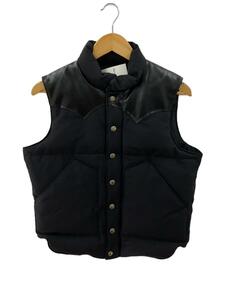 SUGAR CANE◆ダウンベスト/LEATHER YOKE DOWN VEST/S/コットン/BLK/SC12340