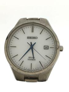 SEIKO◆ソーラー腕時計/アナログ/ステンレス/WHT/SLV/V157-0BB0