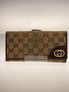 GUCCI◆長サイフ_GGキャンバス/キャンバス/BRW/レディース