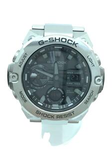 CASIO◆ソーラー腕時計_G-SHOCK/デジアナ/ステンレス/BLK/SLV/SS