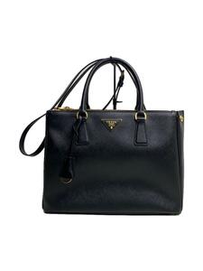 PRADA◆SAFFIANO GALLERIA BAG/ショルダーバッグ/-/BLK/無地