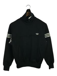 adidas◆デサント製/ハーフジッププルオーバー/トラックジャケット/M/ポリエステル/BLK/ADA-32