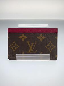 LOUIS VUITTON◆ポルト・カルト・サーンプル_モノグラム・キャンバス_BRW_フューシャ/キャンバス/RED/レディース