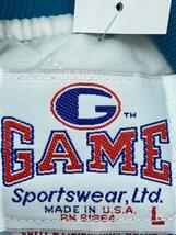 GAME sportswear◆90s USA製/スタジャン/L/ポリエステル/BLU/ライトブルー/刺繍_画像3