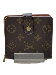 LOUIS VUITTON◆コンパクトジップ_モノグラム・キャンバス_BRW/PVC/BRW/総柄/レディース