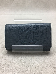 CHANEL◆キーケース/レザー/NVY/無地/レディース/ココマーク/6連キーケース