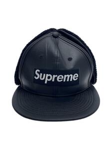 Supreme◆22AW/Leather Earflap Box Logo/キャップ/7 5/8/レザー/BLK/無地/メンズ