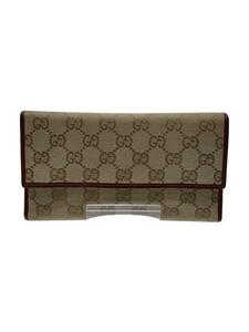 GUCCI◆長サイフ_GGキャンバス/キャンバス/BRW/総柄/レディース