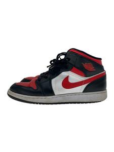 NIKE◆AIR JORDAN 1 MID_エアジョーダン 1 ミッド/25cm/RED/レザー