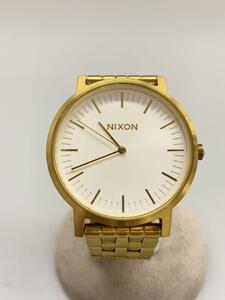 NIXON◆クォーツ腕時計/アナログ/-/WHT/GLD/the porter