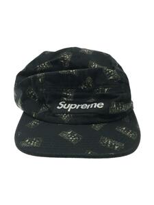 Supreme◆SHIT CAMP CAP/キャップ/ブラック/総柄/メンズ/色ヤケ・毛羽立ち有