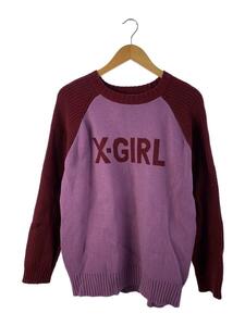 X-girl◆22AW/RAGLAN KNIT TOP/ラグランニット/セーター/one/コットン/PNK/105223015001