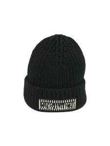 OFF-WHITE◆ニットキャップ/-/ウール/BLK/無地/メンズ/19SS/LOGO PATCH BEANIE