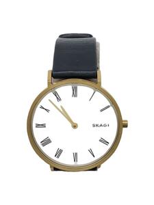 SKAGEN◆クォーツ腕時計/アナログ/レザー/WHT/BLK/skw2678