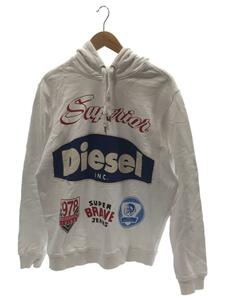 DIESEL◆パーカー/M/コットン/WHT/総柄/スウェット/プリント/トップス