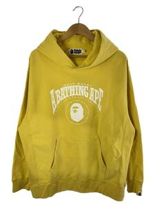 A BATHING APE◆Washed Hoodie/ウォッシュ・プリント割加工/パーカー/XL/コットン/イエロー