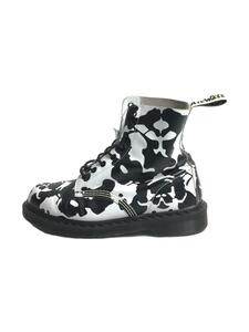 Dr.Martens*8 hole / cow pattern /PASCAL/ race up boots /UK8/WHT/ leather /S625