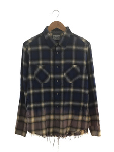 TMT◆OMBRE PLAID C/R SUNSET COLOR SHIRT/S/コットン/NVY/チェック/TSH-S2204