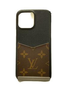 LOUIS VUITTON◆iPhone・バンパー13PRO_モノグラム・マカサー/レザー/BLK/メンズ