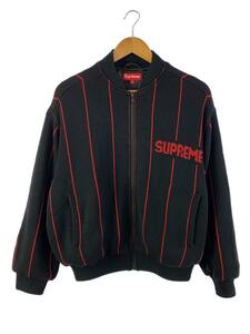 Supreme◆pinstripe varsity zip sweater/ジャケット/S/ポリエステル/BLK/ストライプ