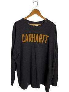 Carhartt◆長袖Tシャツ/ロンT/ロゴプリント/XL/コットン/グレー