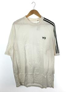 Y-3◆3-STRIPES SHORT SLEEVE TEE/Tシャツ/L/コットン/WHT/HZ8871