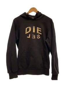 DIESEL◆パーカー/M/コットン/BLK/プルオーバー/フーディー/ブラック/フロントロゴ