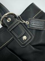 COACH◆トートバッグ/レザー/BLK/無地/F13732 角擦れ有り_画像8