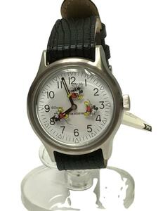 TIMEX◆クォーツ腕時計/アナログ/レザー/WHT/BLK/SS/SR626SW