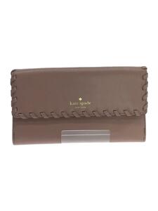 kate spade new york◆長財布/レザー/PNK/無地/レディース