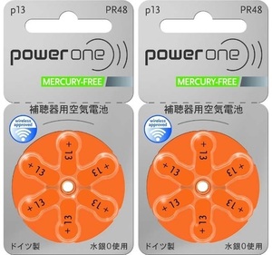 ◎ パワーワン power one 補聴器用電池 PR48(13) 6粒入り 2個セット 送料込