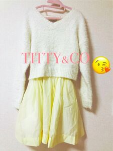 【未着用】titty&co ニット チュール 白 ワンピース