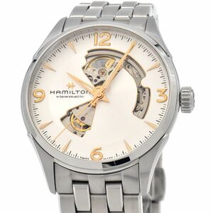  Hamilton men's Jazzmaster Open Heart H32705151 both sides skeleton reverse side ske silver silver self-winding watch wristwatch used free shipping 