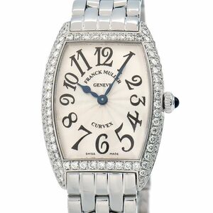 [3 year guarantee ] Franck Muller lady's to concentration - Beck s1752QZD diamond tonneau car Beck s silver quarts wristwatch used free shipping 