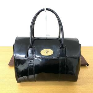 【1円〜】MULBERRY マルベリー ベイズウォーター ハンドバッグ ミニボストンバッグ パテントレザー 黒 ブラック