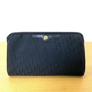 【1円〜】美品 Christian Dior ディオール トロッター クラッチバッグ 黒 ブラック キャンバス×レザー