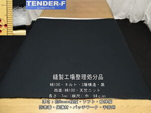 綿100 キルト 3層構造 厚さ約8mm ソフト 黒6m 防寒着&保護材最終