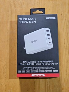 TUNEMAX 100W GaN 小型 ACアダプタ 充電 USB-A USB-C 4ポート ホワイト TUN-IP-200106
