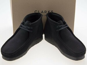 新品/CLARKS ORIGINALS/クラークス オリジナルズ/WALLABEE BOOT/ワラビー ブーツ/BLACK SUEDE/ブラック スエード/黒/26155517/25.5cm