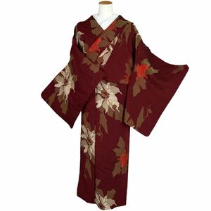 袷着物 お召 御召 着物 きもの カジュアル着物 リサイクル着物 kimono 中古 仕立て上がり 身丈152cm 裄丈64cm