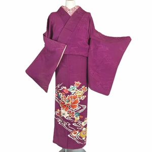 アンティーク着物 袷着物 着物 きもの 色留袖 リサイクル着物 kimono 中古 仕立て上がり リメイク 身丈158cm 裄丈64cm