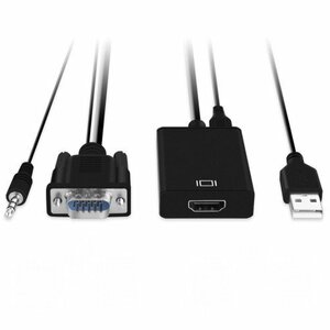 【vaps_7】VGA to HDMI変換アダプタケーブル コンバーター 音声出力ビデオ モニタオーディオ用 USB給電 送込
