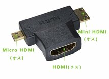 【VAPS_1】HDMI変換アダプタ HDMI(メス) - Mini HDMI(オス)/ micro HDMI(オス) 二股 T型 2in1 アダプター ミニHDMI マイクロHDMI 送込_画像2